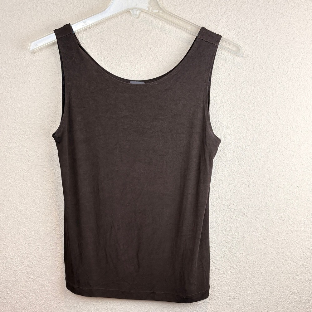 Travelers by Chico's Sz 1‎ US 8 Tank Top Sleeveless Brown Scoop Neck Stretch